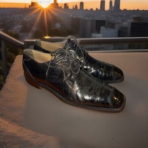 1Cougar Boutique Line Men's 11 Made In Italy Leather Black Snake